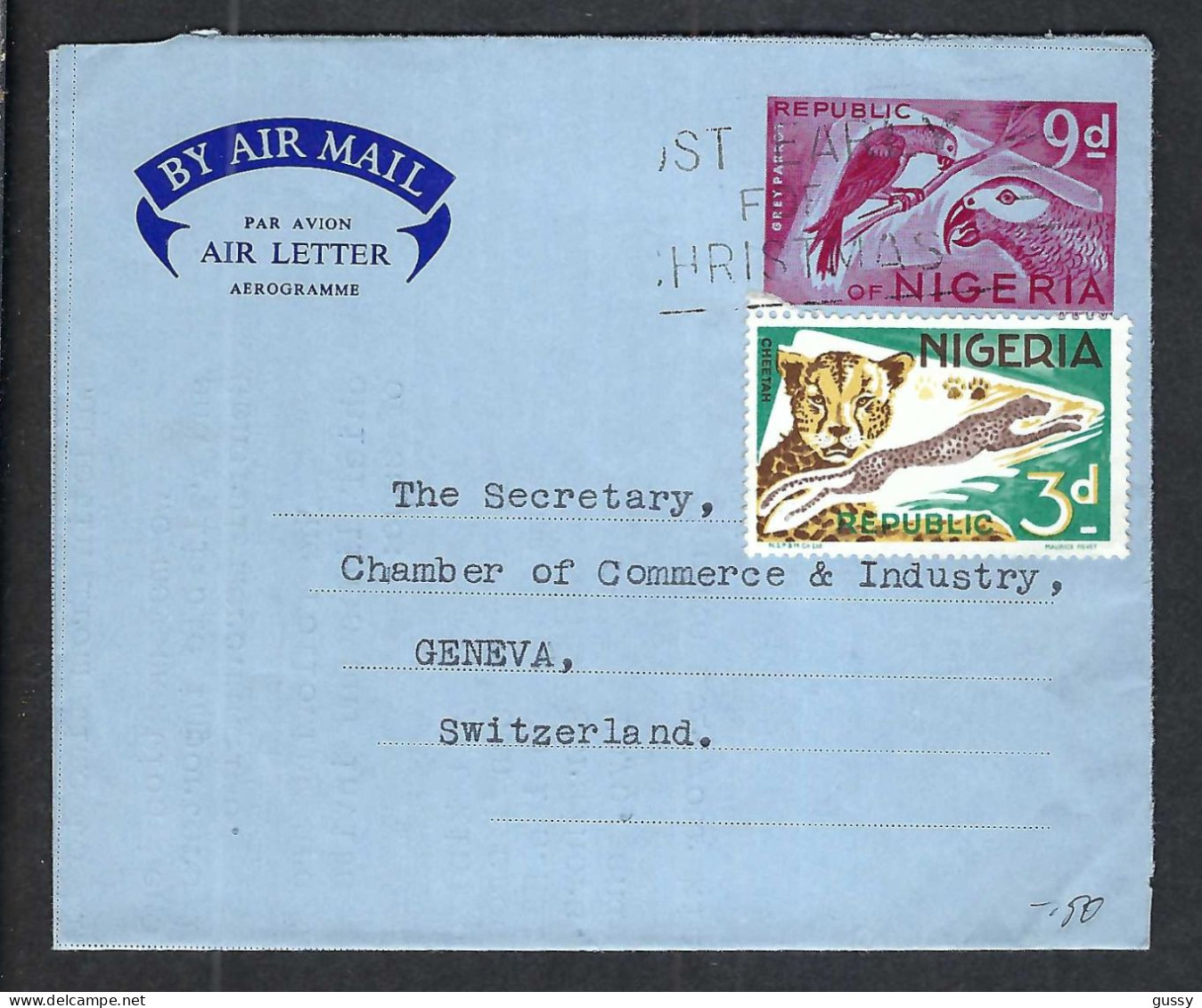 NIGERIA P.A. Ca.1956: Aérogramme De Lagos Pour Genève (GE, Suisse) - Nigeria (1961-...)