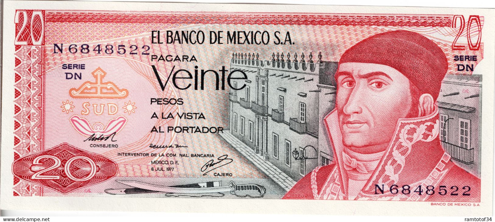 MEXIQUE - 20 Pesos 1977 UNC - Mexique