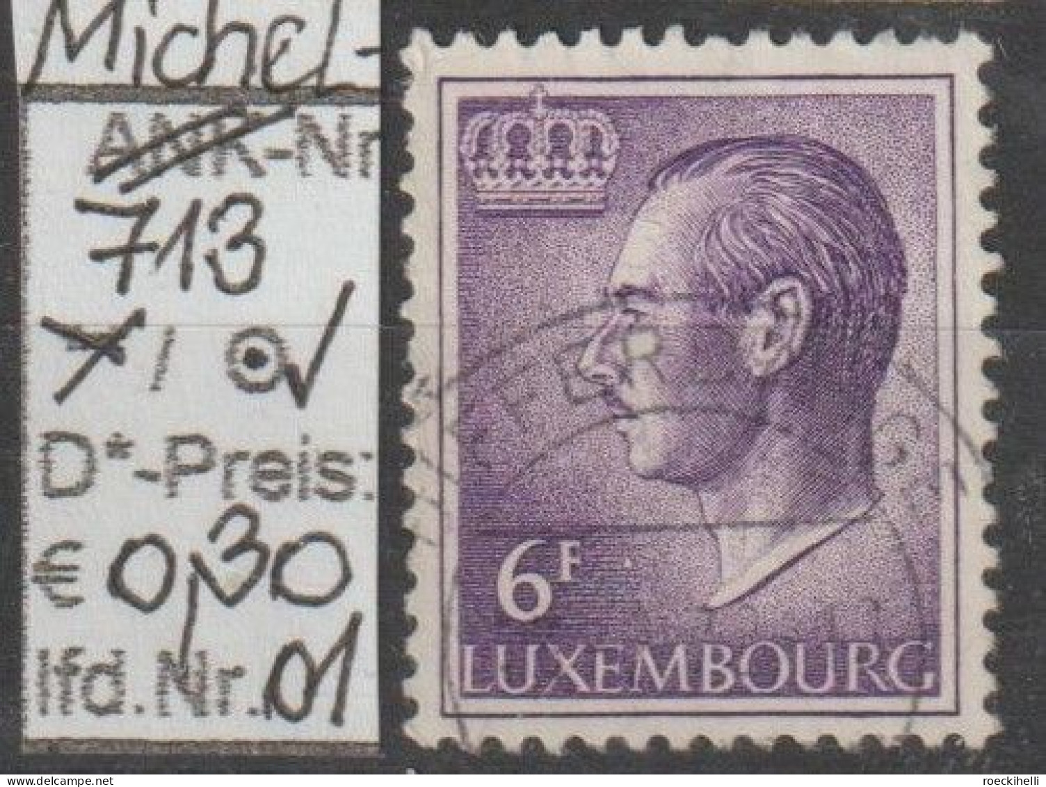 1965 - LUXEMBURG - FM/DM "Großherzog Jean" 6 Fr Grauviolett  - O  Gestempelt - S.Scan (Lux 713xo 01-04) - 1965-91 Jean