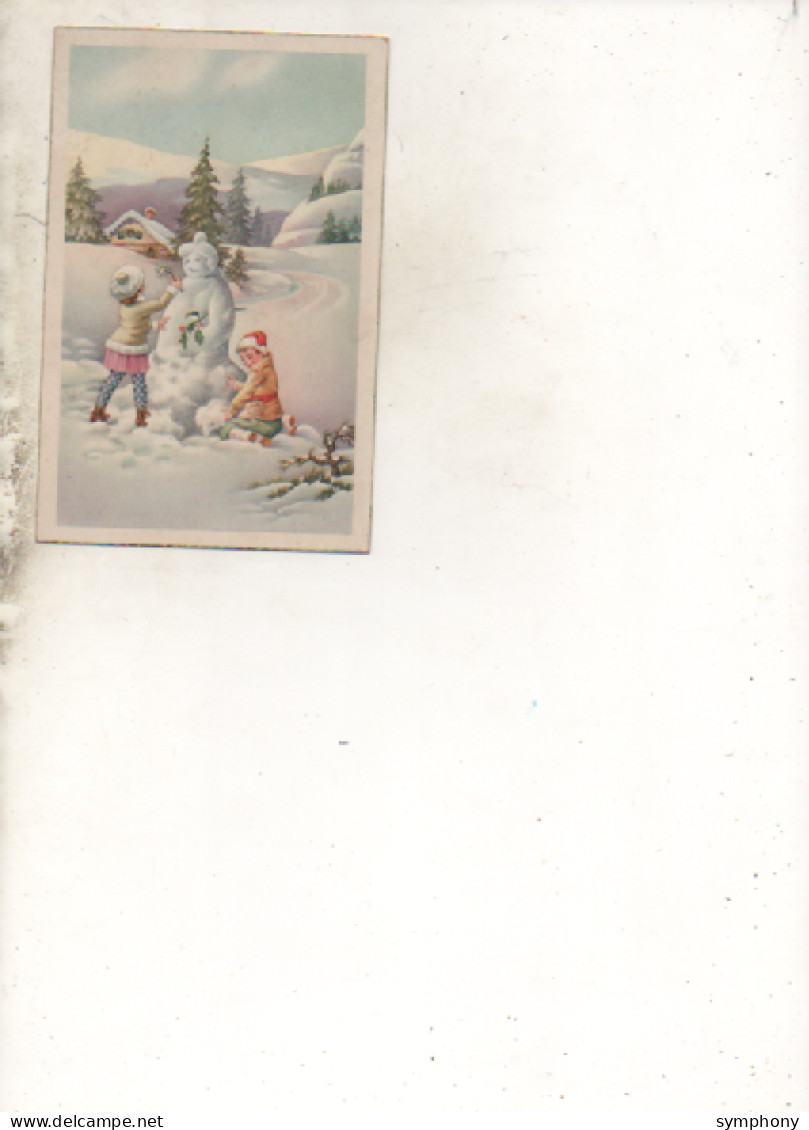 CPA - Deux Enfants Et Un Bonhomme De Neige - 1953 - Scan Du Verso - - Scènes & Paysages