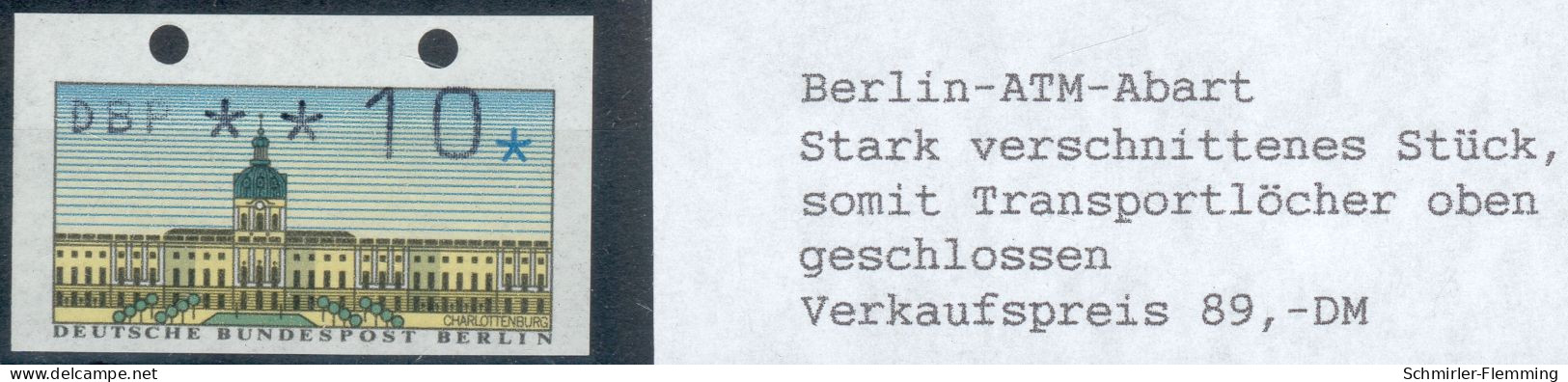 Berlin "ATM Rotes Rathaus" Variante: Stark Verschnittenes Stück, Somit Transportlöcher Oben Geschlossen, Feinst/pracht - Automatenmarken [ATM]