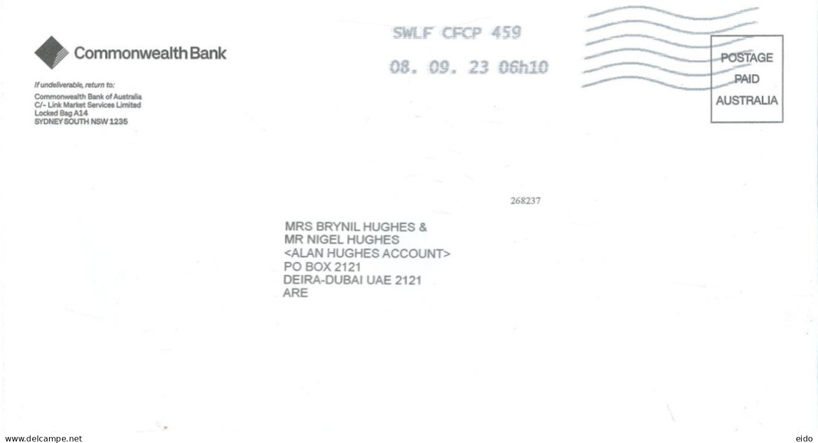 AUSTRALIA. - 2023 - POSTAGE PAID COVER TO DUBAI. - Briefe U. Dokumente