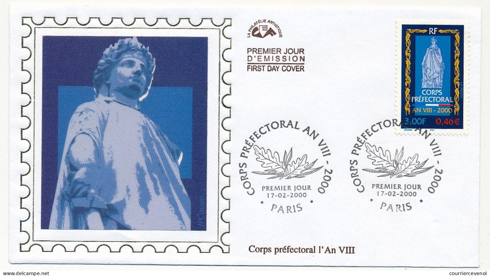 FRANCE - FDC 3,00F/0,46e Corps Préfectoral - Paris - 17/02/2000 - 2000-2009