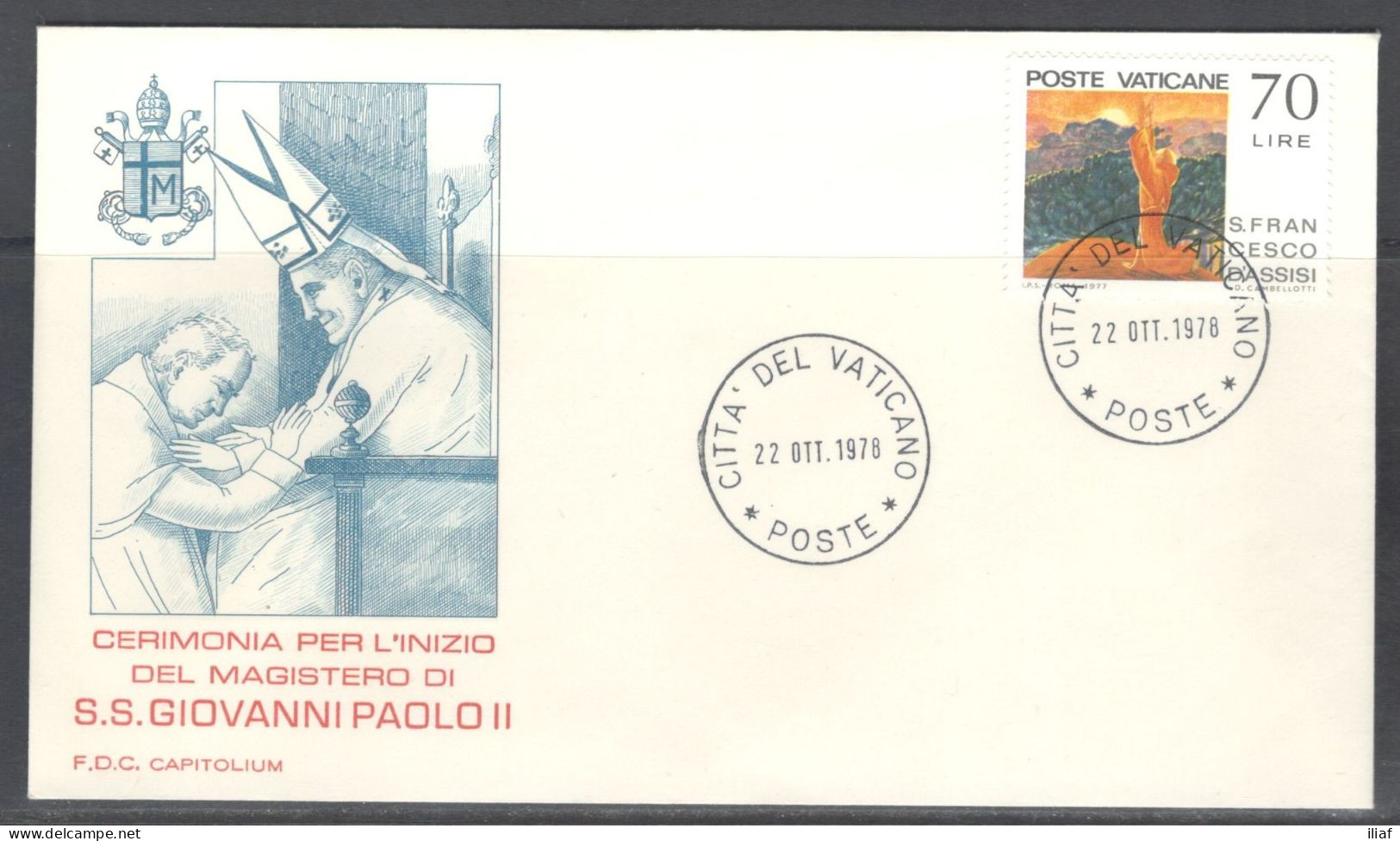 Vatican City. Ceremony For The Beginning Of The Magisterium Of S.S. John Paul II. Circular Cancellation On Special Cover - Brieven En Documenten