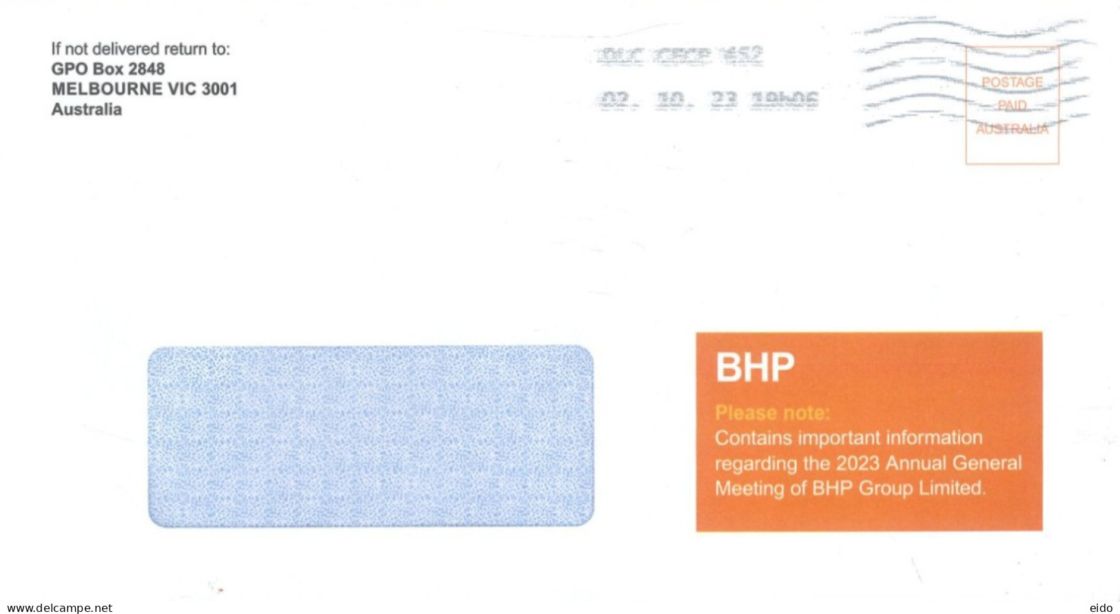 AUSTRALIA. - 2023 - POSTAGE PAID COVER TO DUBAI. - Brieven En Documenten