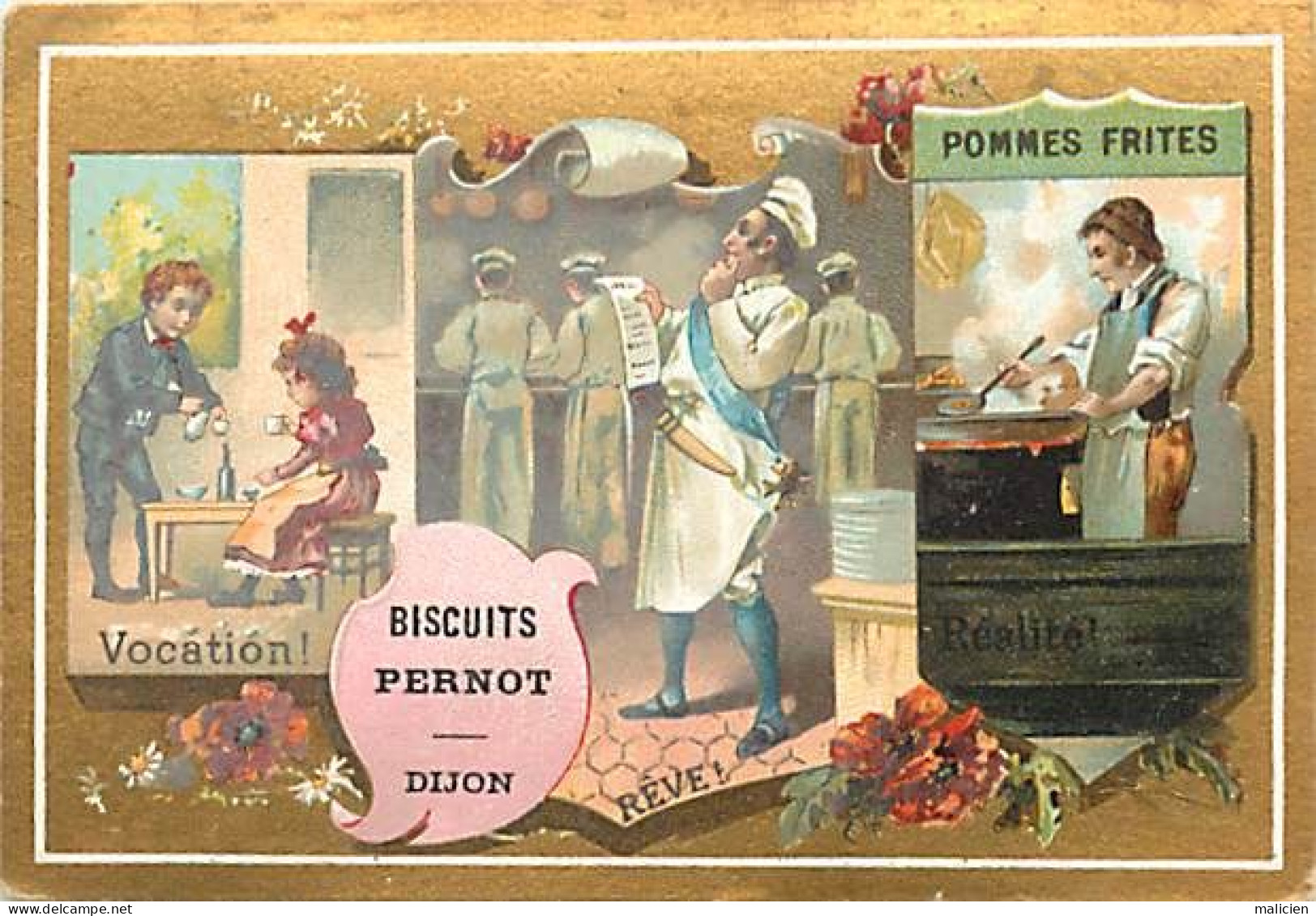 Chromos.-ref-chB529- Biscuits Pernot - Dijon - Côte D Or / Vocation - Rêve - Restaurant - Pomme Frites - - Pernot