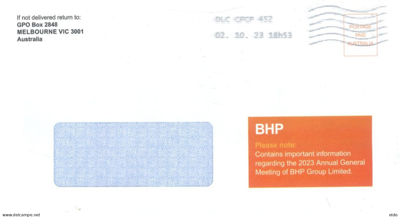 AUSTRALIA. - 2023 - POSTAGE PAID COVER TO DUBAI. - Briefe U. Dokumente