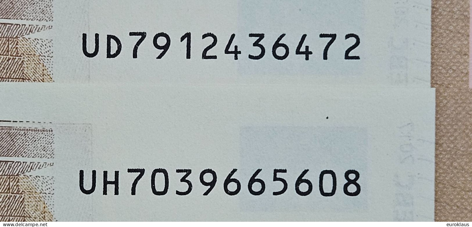 Intéressante Paire U045F5 UNC Avec La Première Numérotation F5= UD7 Et Deuxième Numérotation F5=UH7 - 50 Euro