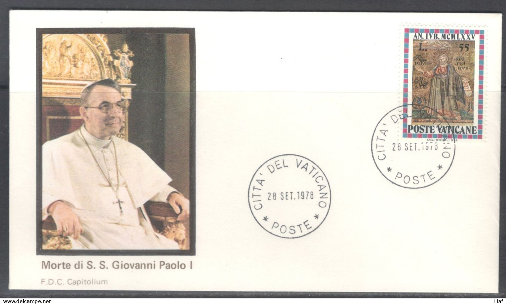 Vatican City.   Death Of S.S. John Paul I.   Pictorial Cancellation On Special Cover. - Briefe U. Dokumente