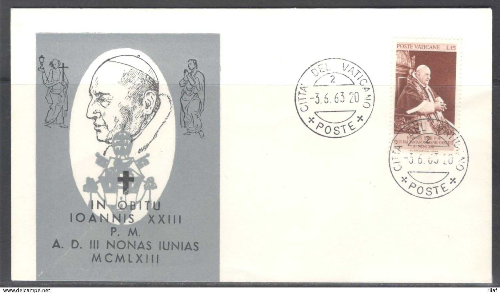 Vatican City.   June 3, 1963: The Death Of Pope Saint John XXIII.  Circular Cancellation On Special Cover. - Brieven En Documenten