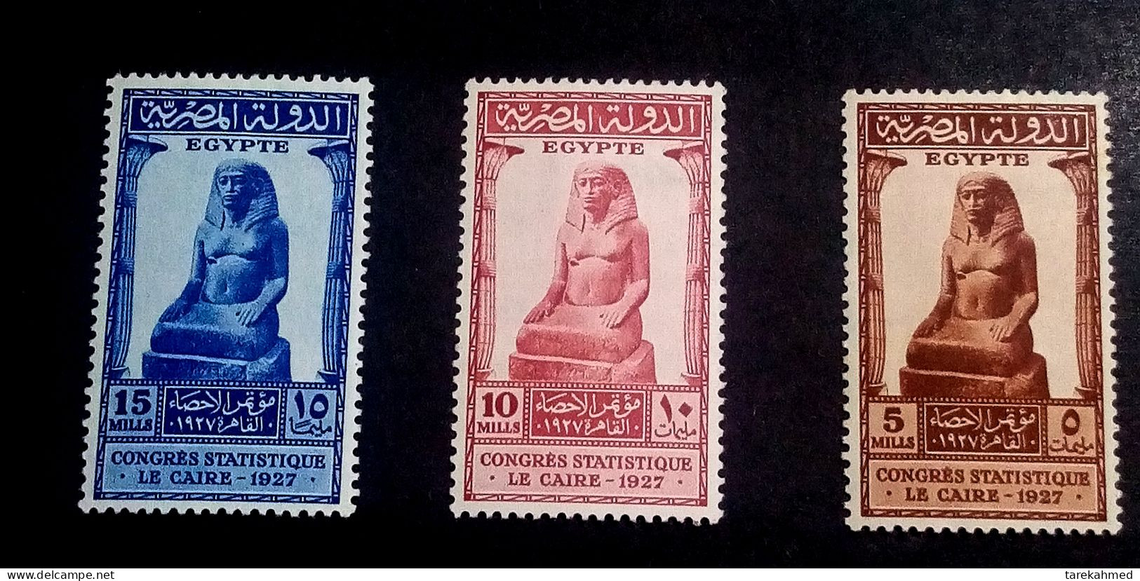 Egypt Kingdom 1927, Statistics Int. Congress, Complete Set, SG 173-175, MH - Unused Stamps