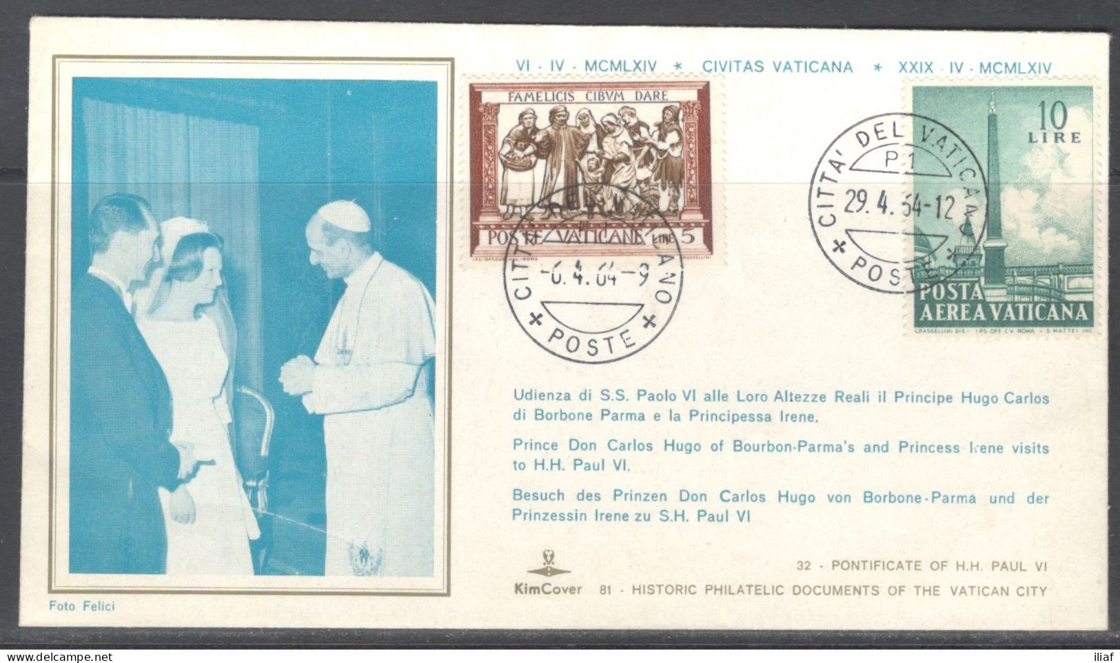 Vatican City.   Don Carlos Hugo, Duke Of Parma And Princess Irene Of The Netherlands Visit To H.H. Paul VI. - Covers & Documents