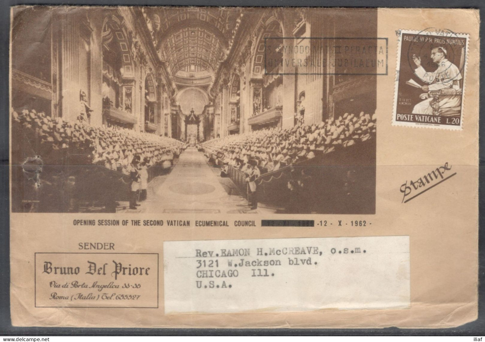 Vatican City. Opening Session Of The Second Vatican Ecumenical Council. 12.10.1962. Pictorial Cancel. On Special Cover - Covers & Documents