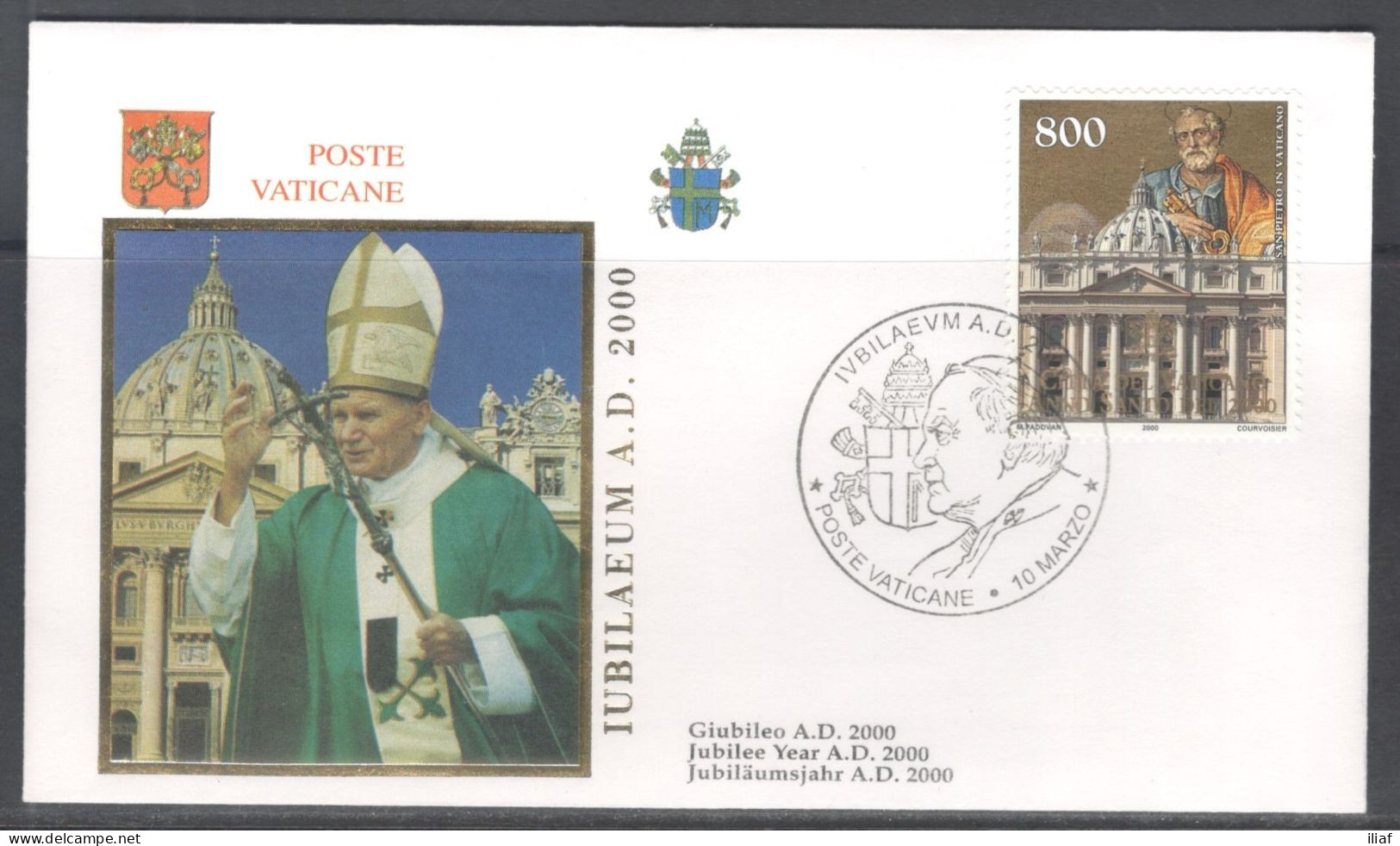 Vatican City.   Jubilee Year A.D. 2000.  Special Cancellation On Special Souvenir Cover. - Lettres & Documents