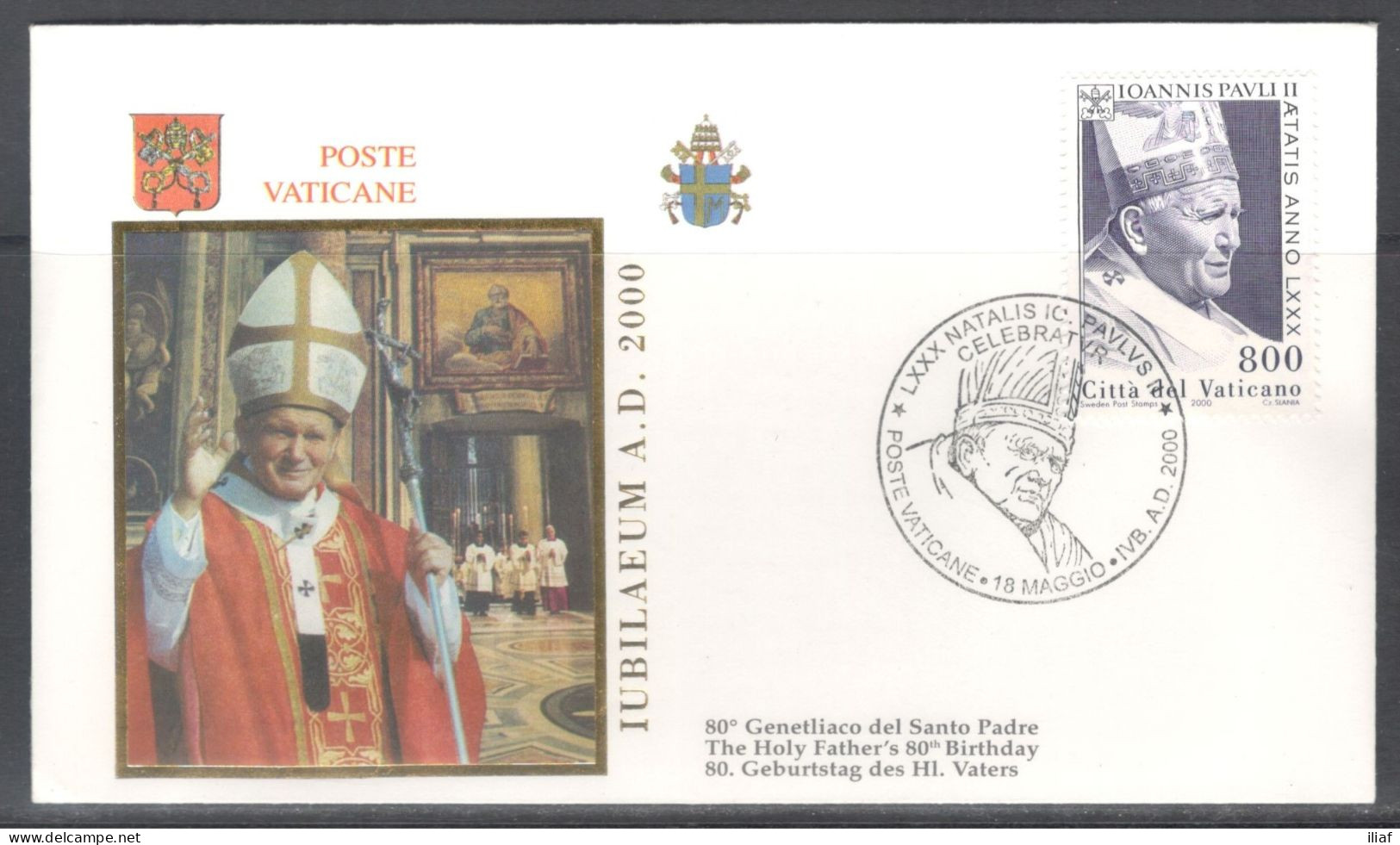 Vatican City.   The Holy Father’s 80th Birthday.  Special Cancellation On Special Souvenir Cover. - Covers & Documents