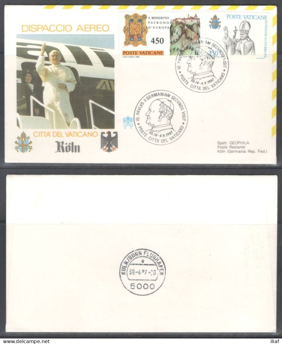 Vatican City. Pastoral Visit Of Pope John Paul II To West Germany; Beatification In Cologne 30.04-4.05.1987. Special Ca - Storia Postale