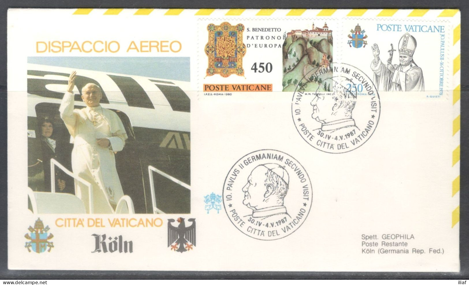 Vatican City. Pastoral Visit Of Pope John Paul II To West Germany; Beatification In Cologne 30.04-4.05.1987. Special Ca - Covers & Documents