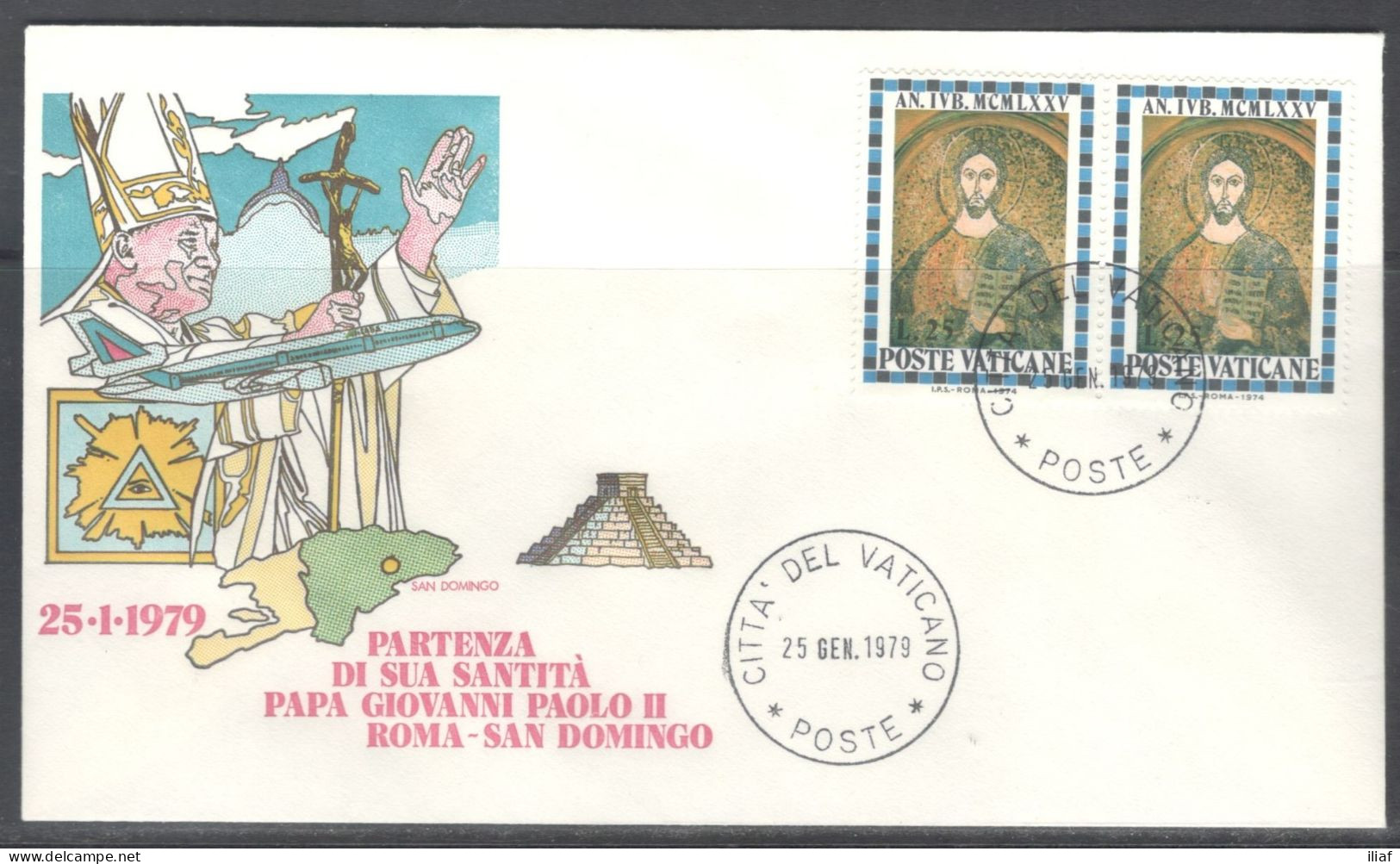 Vatican City.   The First Foreign Journey Of Pope John Paul II. Visit To The Dominican Republic.  Circular Cancellation - Cartas & Documentos