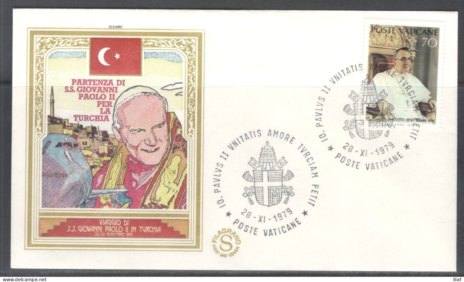 Vatican City.   The Visit Of Pope John Paul II To The Turkey.  Special Cancellation On Special Souvenir Cover. - Brieven En Documenten