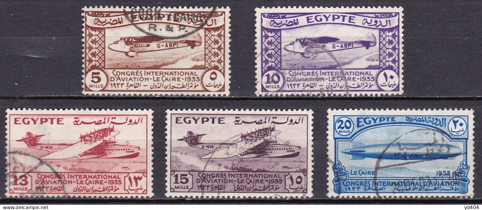 EG070 – EGYPTE – EGYPT – 1933 – INTERNATIONAL AVIATION CONGRESS – SG # 214/8 - USED 100 € - Oblitérés