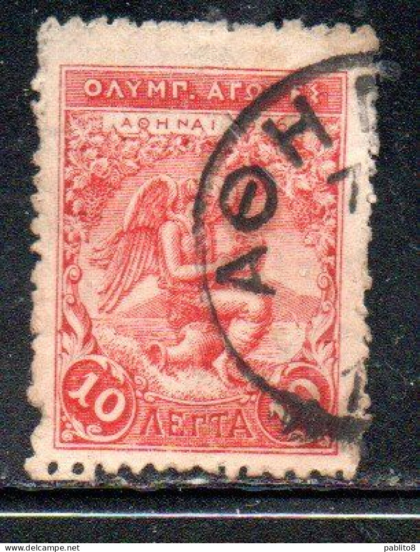 GREECE GRECIA ELLAS 1906 GREEK SPECIAL OLYMPIC GAMES ATHENS VICTORY 10l USED USATO OBLITERE' - Used Stamps