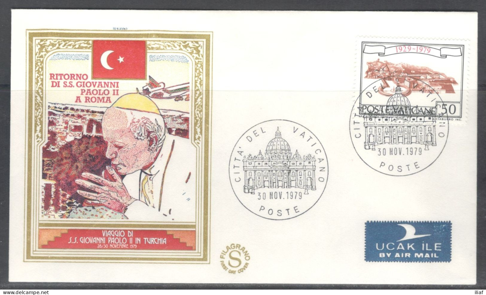 Vatican City. The Return Of Pope John Paul II To Roma After His Visit To Turkey Special Cancellation On Special Cover - Lettres & Documents