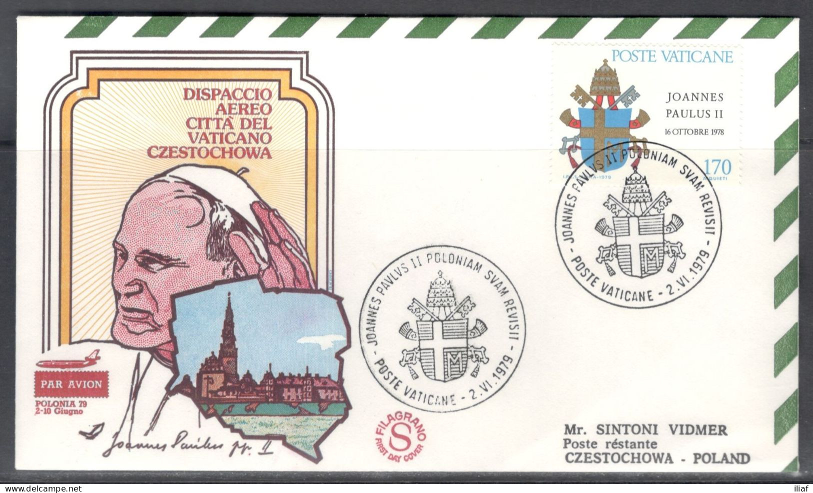 Vatican City.   The Visit Of Pope John Paul II To Poland, Czestochowa.  Special Cancellation On Special Souvenir Cover. - Brieven En Documenten