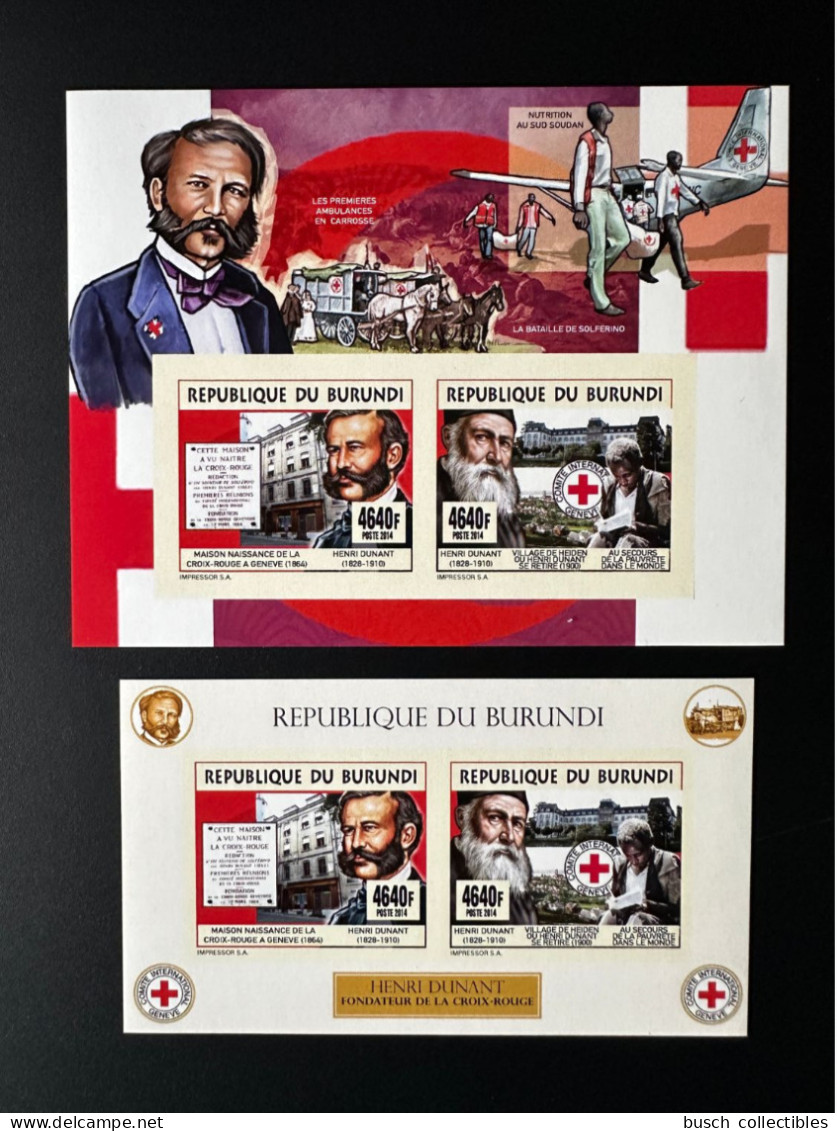 Burundi 2014 / 2015 Mi. 3538 - 3539 Bl. 535 - 536 ND IMPERF Henri Dunant Fondateur Croix-Rouge Red Cross Rotes Kreuz - Unused Stamps