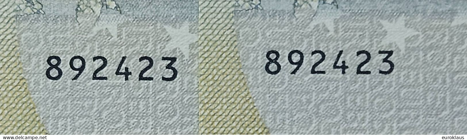 PAIR V011D5/G5 UNC WITH THE SAME NUMBERS - 5 Euro