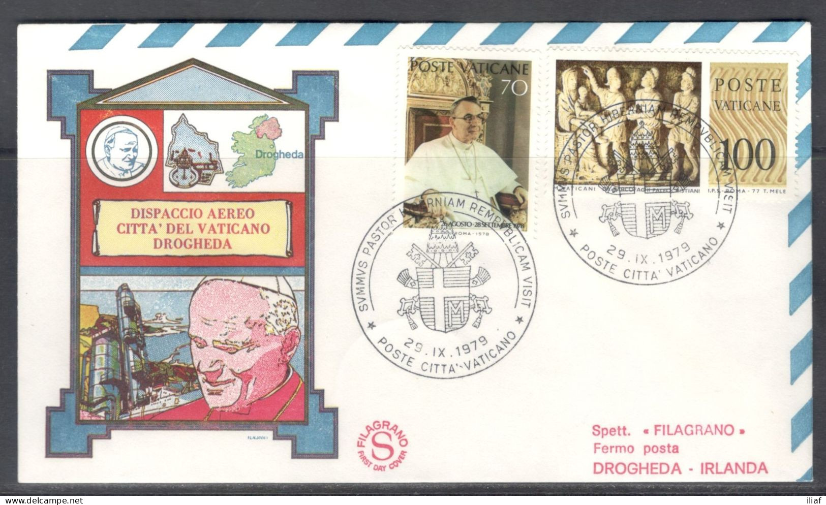 Vatican City.   The Visit Of Pope John Paul II To Drogheda, Ireland.  Special Cancellation On Special Souvenir Cover. - Cartas & Documentos