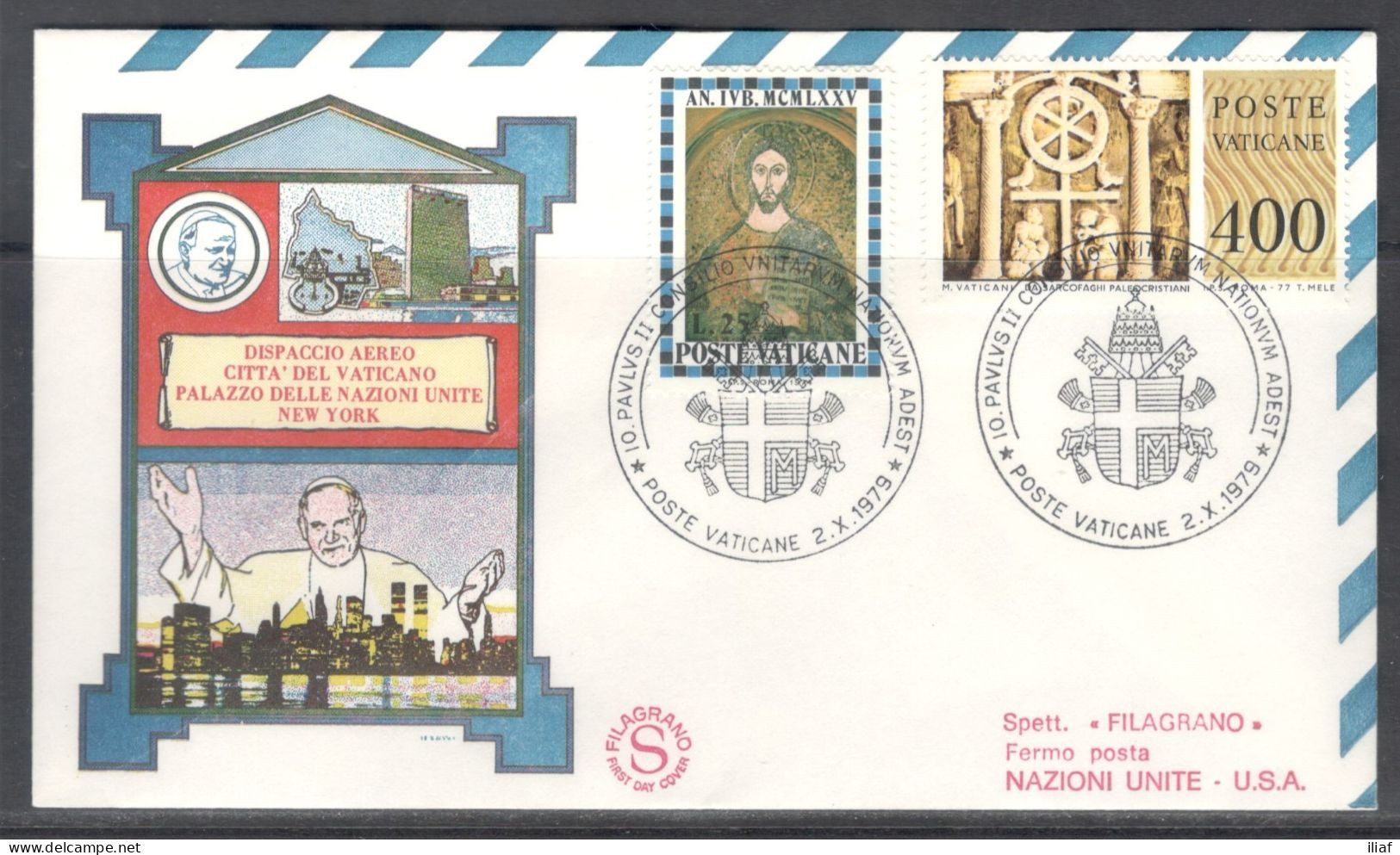 Vatican City.   The Visit Of Pope John Paul II To New York, USA.  Special Cancellation On Special Souvenir Cover. - Storia Postale