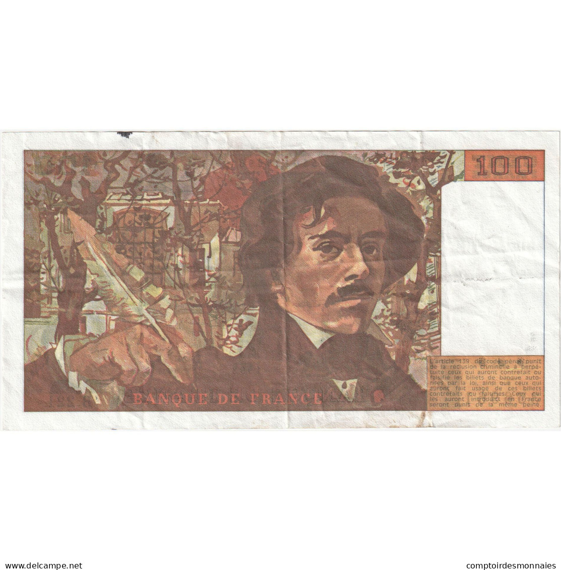 France, 100 Francs, Delacroix, 1993, B.221, TB, Fayette:69bis.7, KM:154g - 100 F 1978-1995 ''Delacroix''