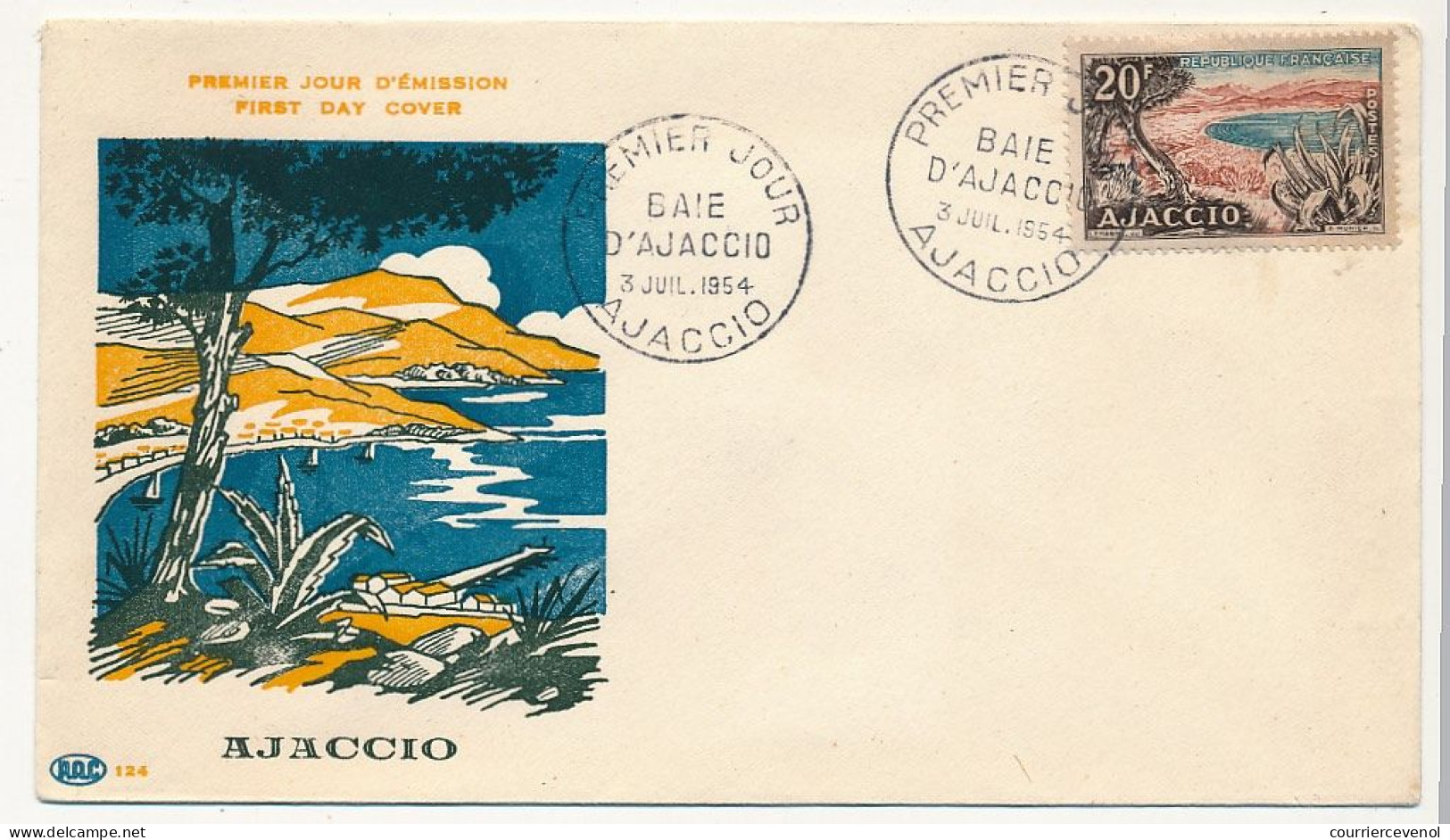 FRANCE => FDC 20F Baie D'Ajaccio - 3 Juillet 1954 - 1950-1959