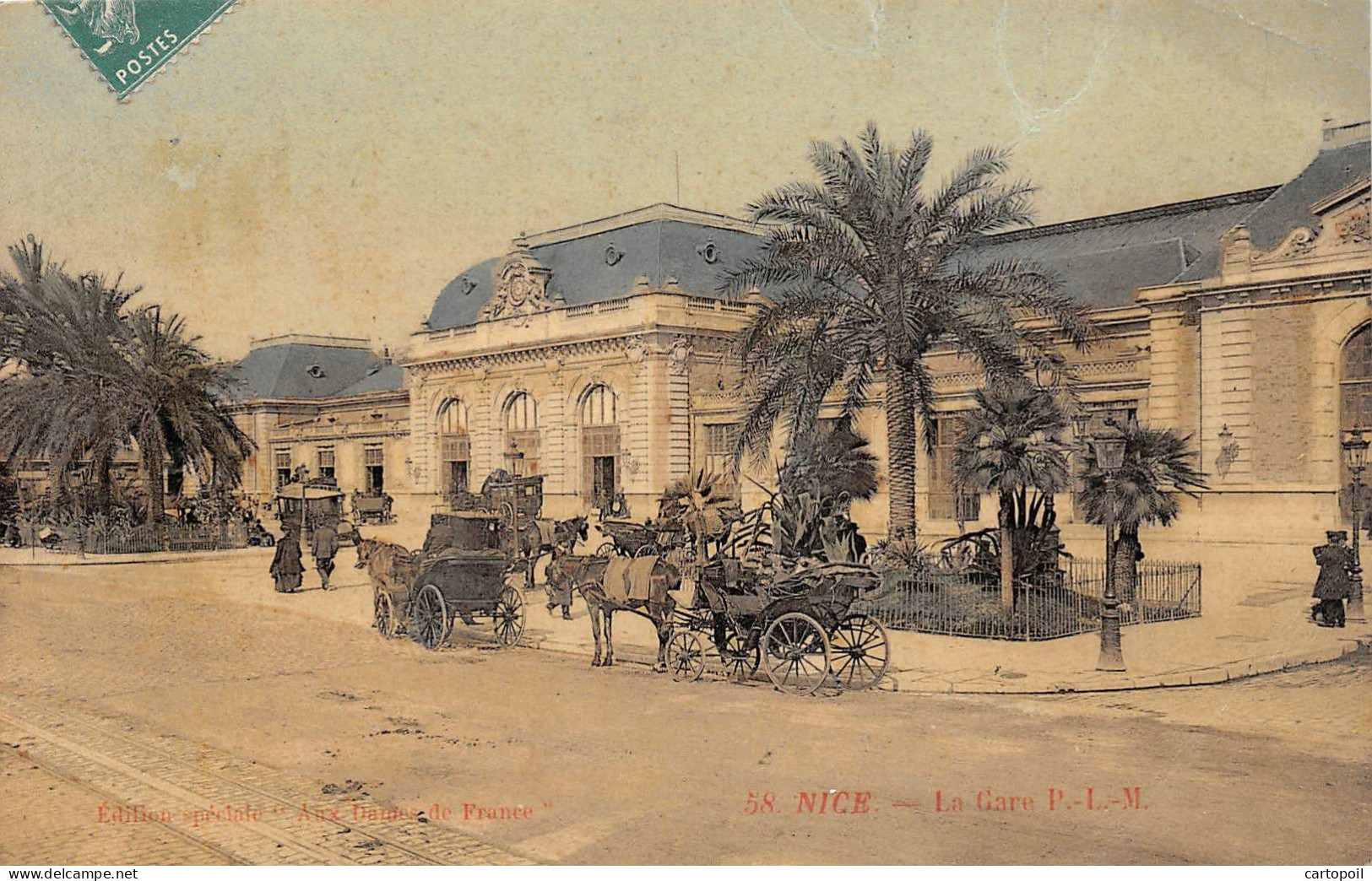 06 - NICE- Beau Cliché Animé De La Gare - Attelages - Ferrocarril - Estación