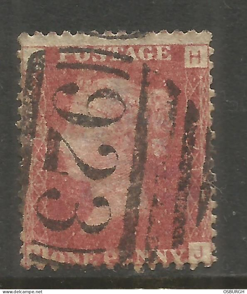 GREAT BRITAIN / WORTHING SUSSEX. QV. PENNY RED PLATE 171. USED NUMERAL POSTMARK 923. LETTERS JH - Gebruikt