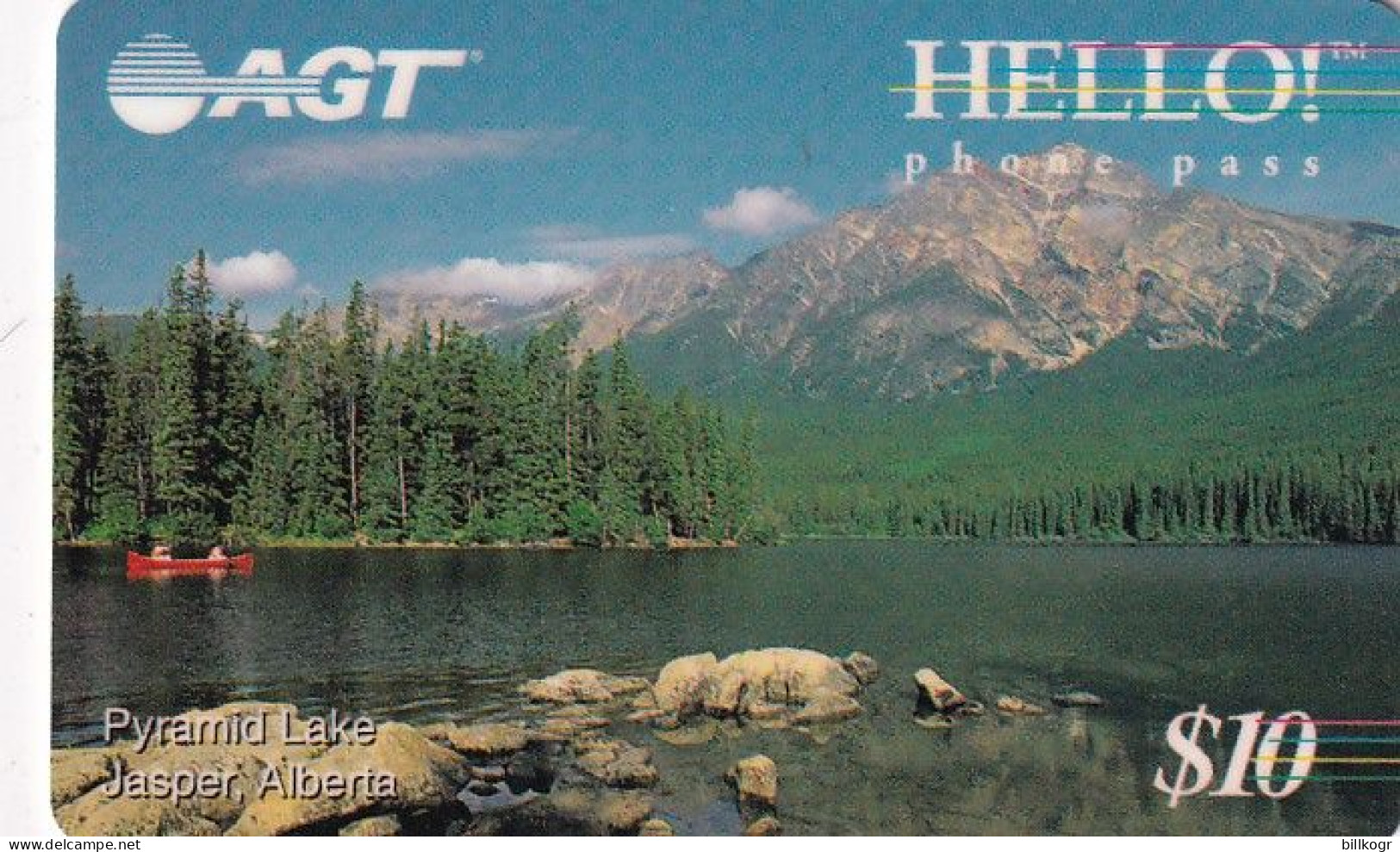 CANADA - Pyramid Lake, Jasper/Alberta, AGT Prepaid Card $10, Used - Canada