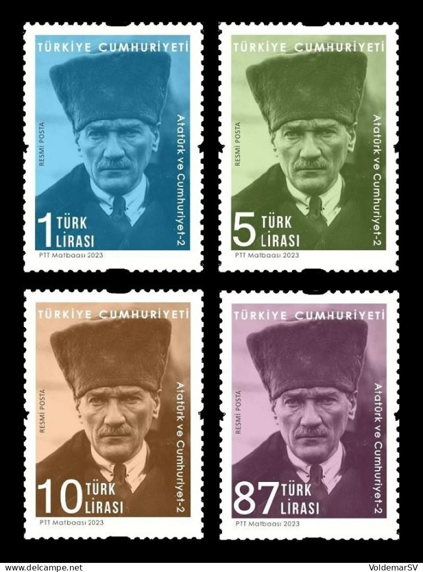 Turkey 2023 Mih. D444/47 President Mustafa Kemal Ataturk MNH ** - Dienstzegels