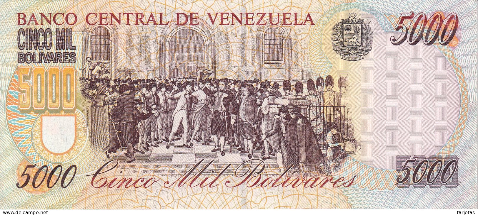 BILLETE DE VENEZUELA DE 5000 BOLIVARES DEL AÑO 1998 SIN CIRCULAR (UNC) (BANKNOTE) - Venezuela