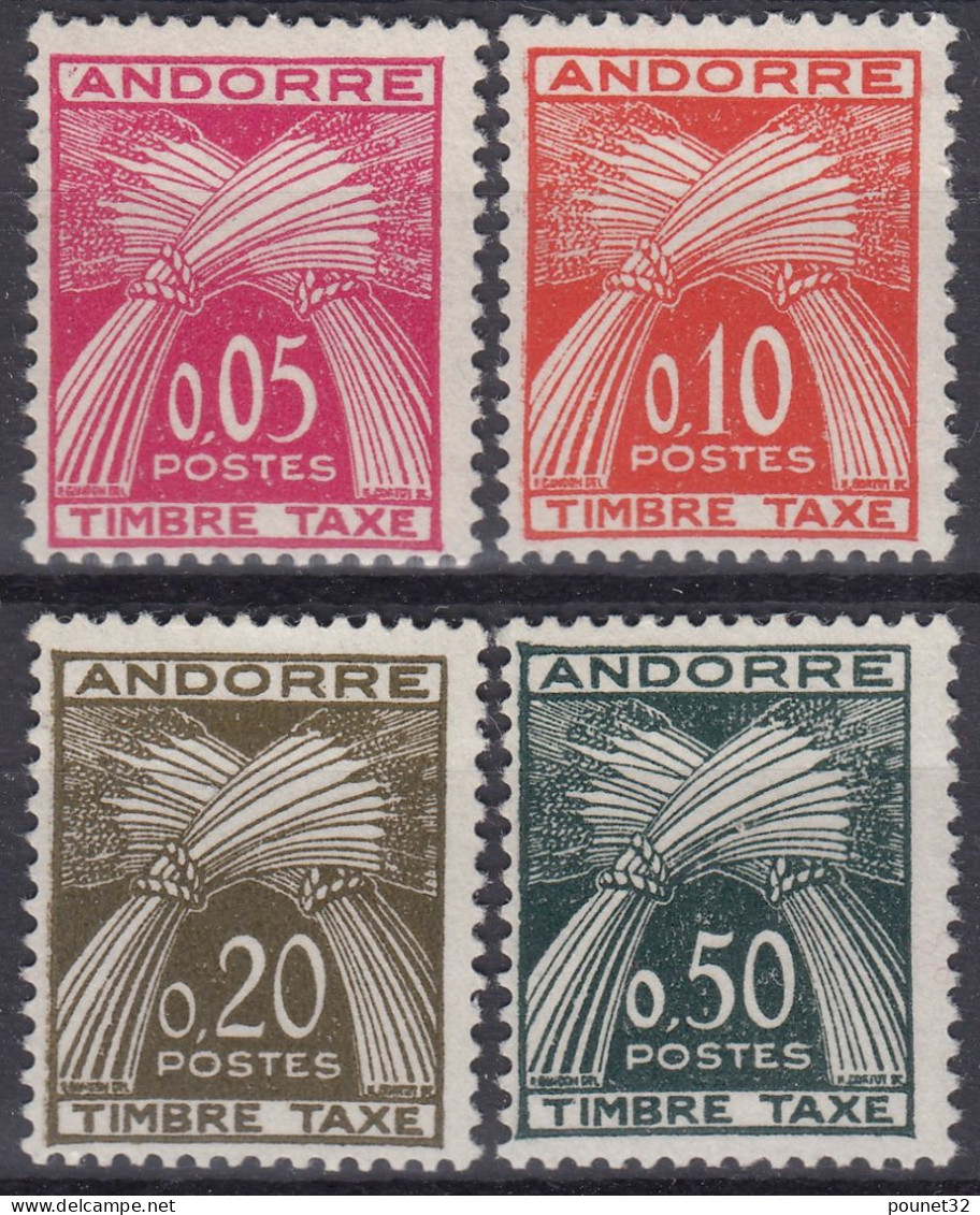 TIMBRE ANDORRE SERIE TAXE N° 42/45 NEUVE ** GOMME SANS CHARNIERE - COTE 70 € - Unused Stamps