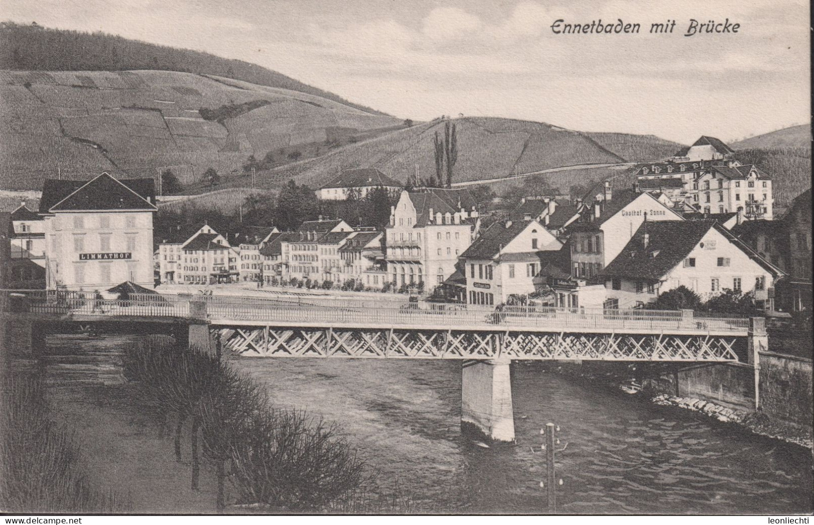 Ennetbaden Mit Brücke Und Limmathof, CARTE POSTALE - Ennetbaden