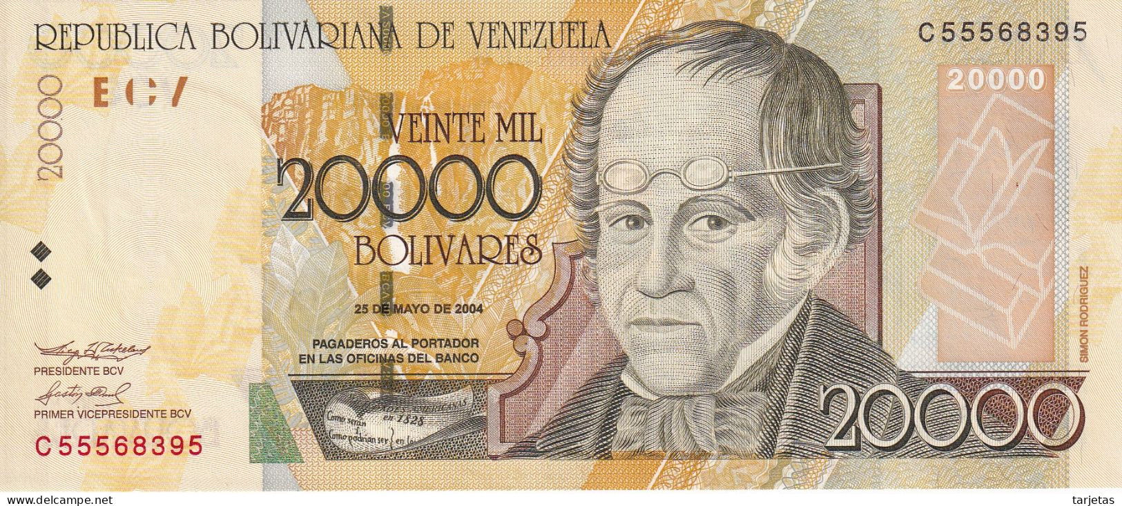 BILLETE DE VENEZUELA DE 20000 BOLIVARES DEL AÑO 2004 SIN CIRCULAR (UNC) (BANKNOTE) - Venezuela