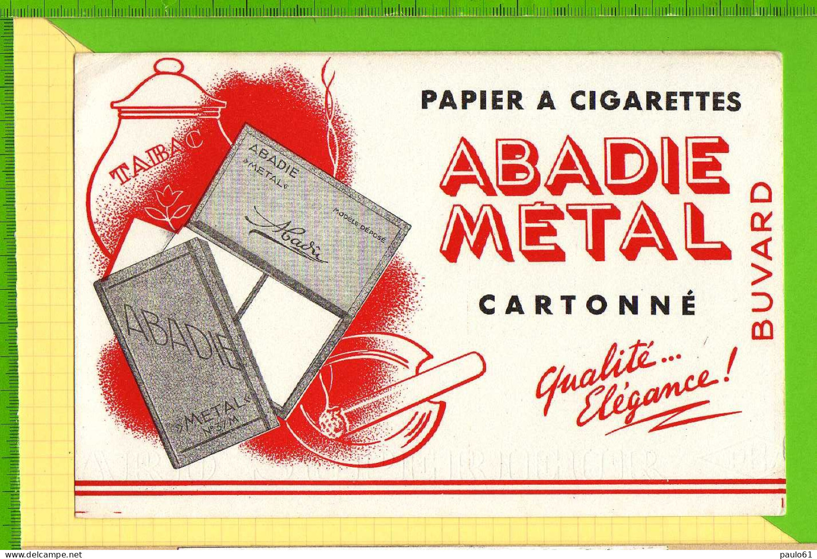 Buvard & Blotter Paper : Papiers A Cigarettes ABADIE METAL Cartonné - Tabacco & Sigarette