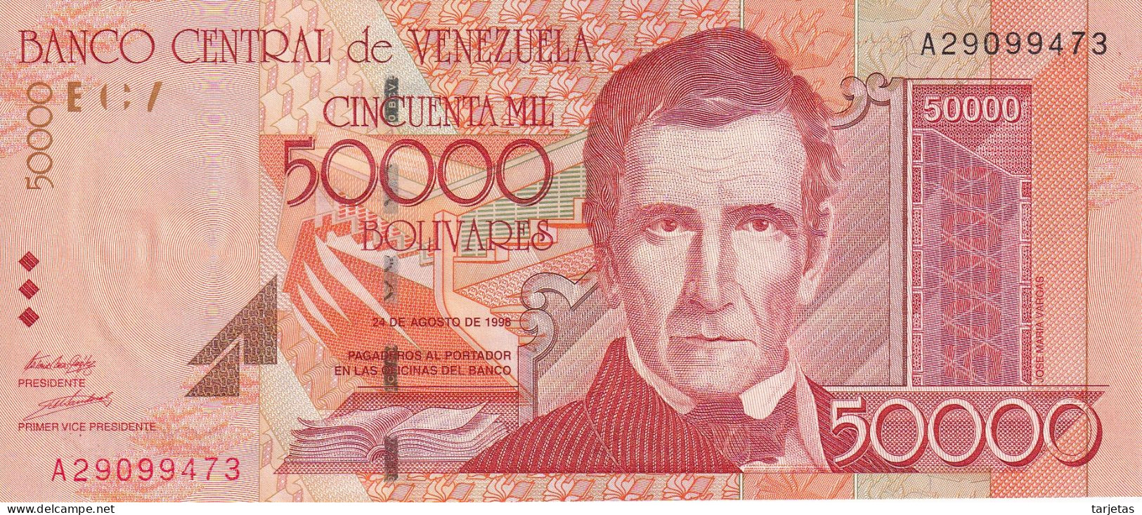 BILLETE DE VENEZUELA DE 50000 BOLIVARES DEL AÑO 1998 SIN CIRCULAR (UNC) (BANKNOTE) - Venezuela