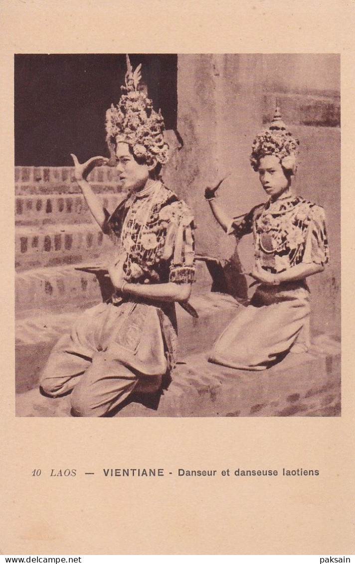 RARE : Vientiane - Danseur Et Danseuse Laotiens LAOS édition C.C.L N° 10 Carte Des Années 1930 Danse Indochine - Laos
