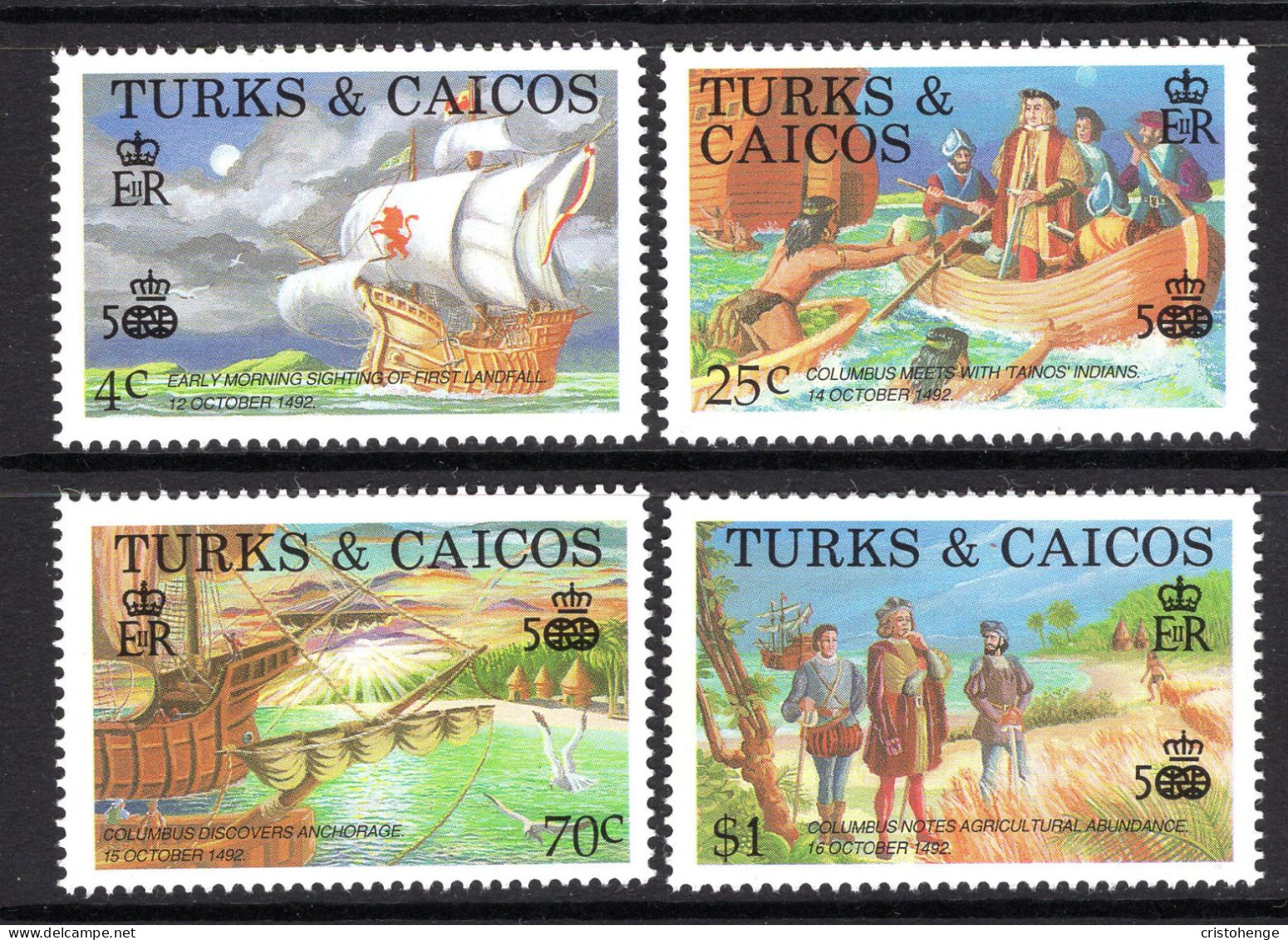 Turks & Caicos Islands 1988 500th Anniversary Of Discovery Of America By Columbus Set MNH (SG 912-915) - Turks And Caicos