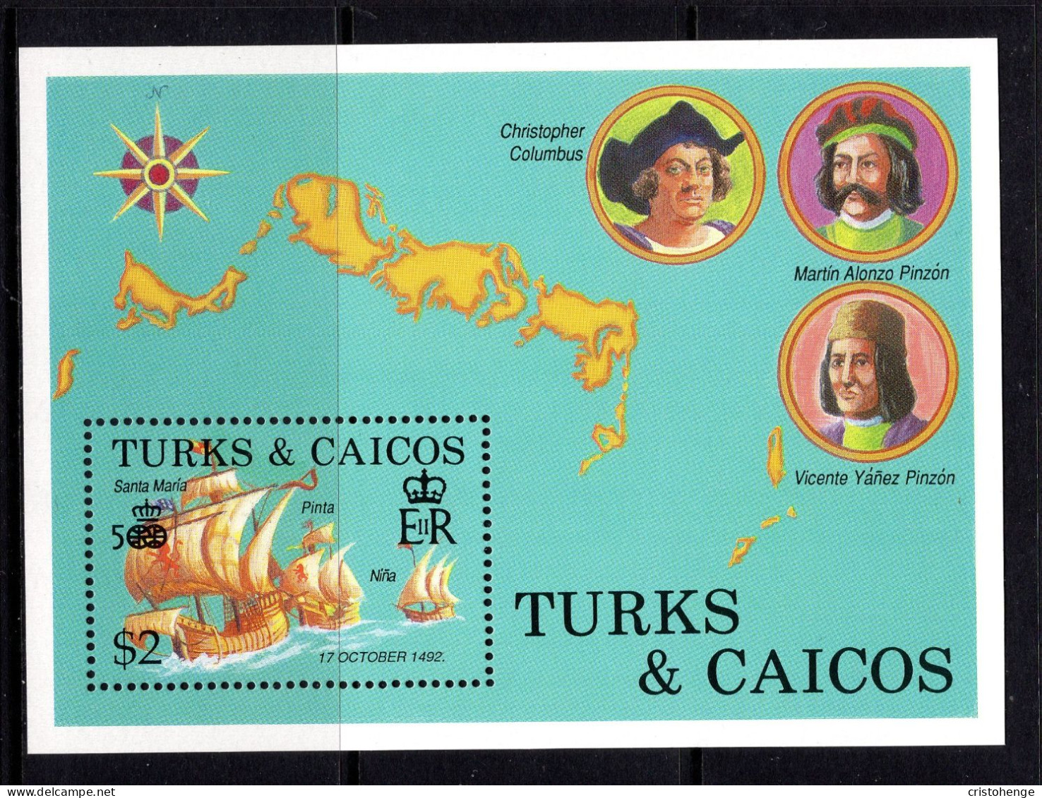 Turks & Caicos Islands 1988 500th Anniversary Of Discovery Of America By Columbus MS MNH (SG MS916) - Turks And Caicos