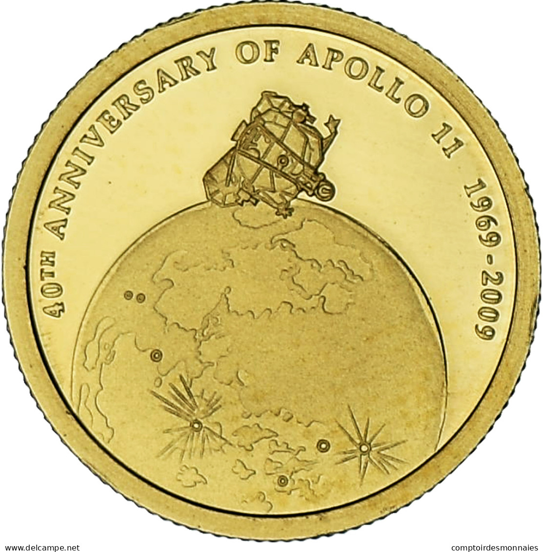 Îles Cook, Elizabeth II, Apollo 11, 10 Dollars, 2009, BE, FDC, Or - Cookeilanden