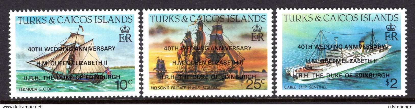 Turks & Caicos Islands 1988 Royal Ruby Wedding Set MNH (SG 922-924) - Turks And Caicos