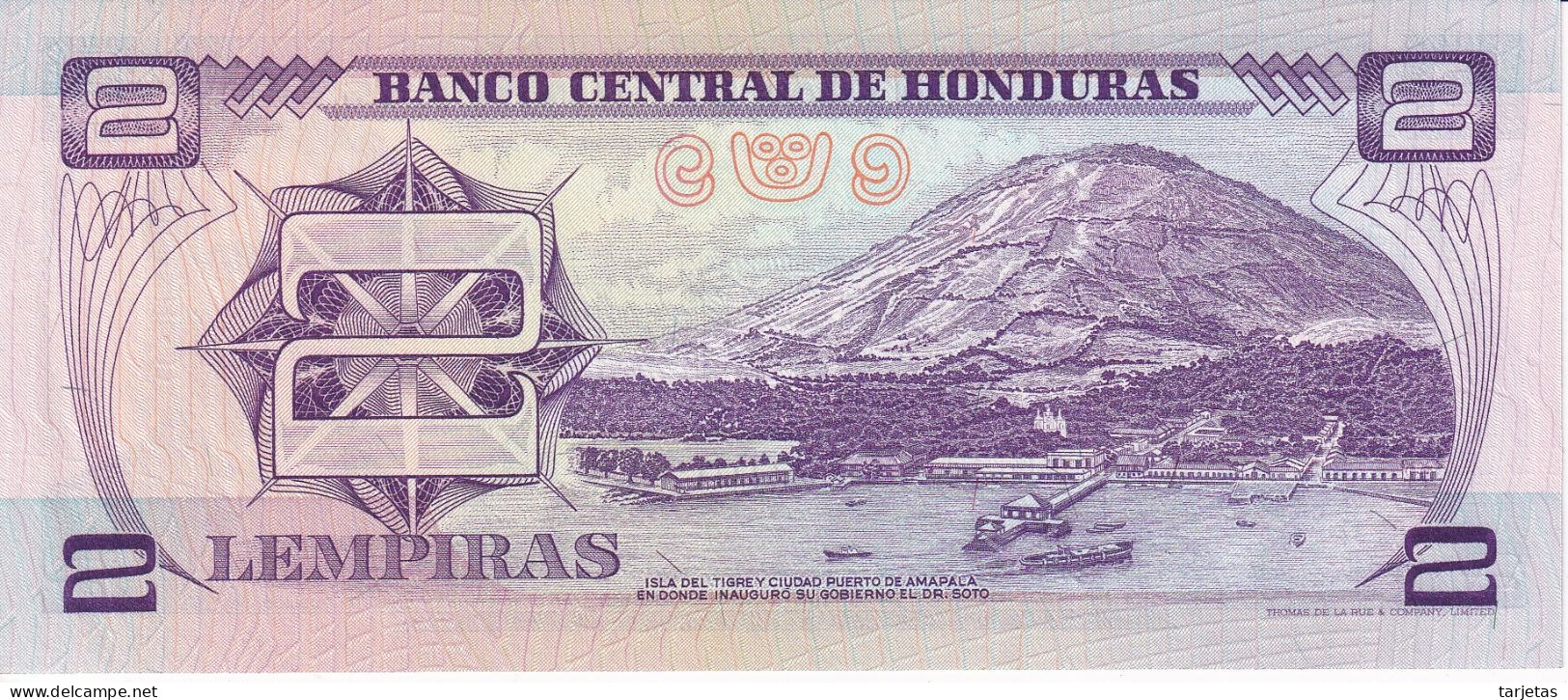 BILLETE DE HONDURAS DE 2 LEMPIRAS DEL AÑO 1976 SIN CIRCULAR (UNC) (BANKNOTE) - Honduras