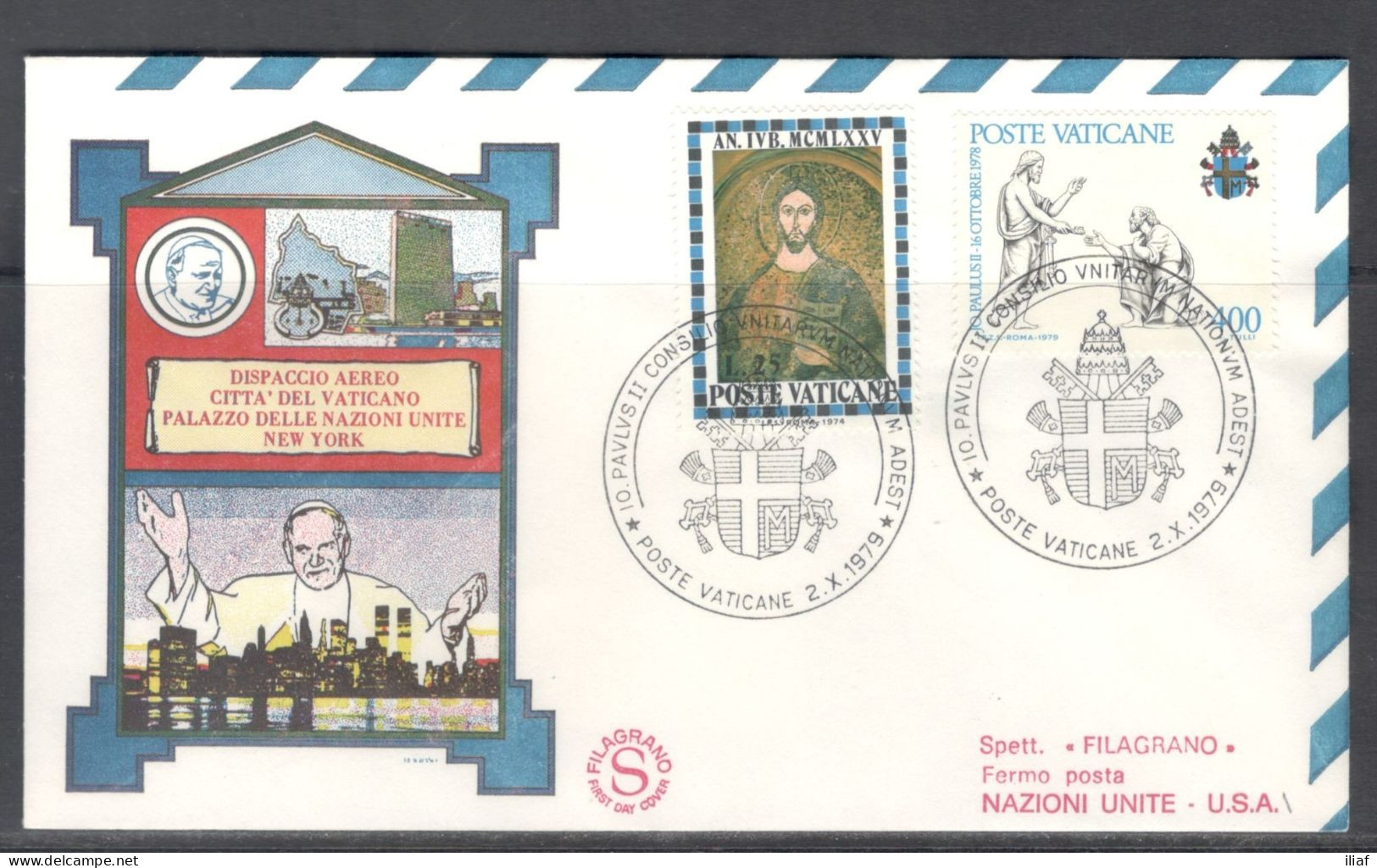 Vatican City.   The Visit Of Pope John Paul II To New York, USA.  Special Cancellation On Special Souvenir Cover. - Storia Postale